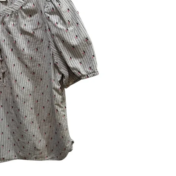 LOFT Women's Pinstripe Blouse - Black, White, and Red - Picture 3 of 6